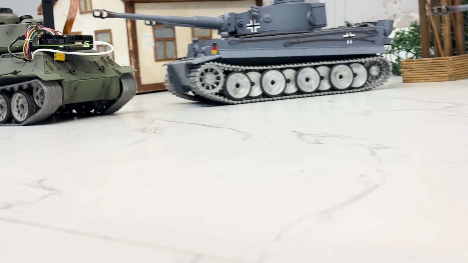 Real RTA tanks facing each other in the arena